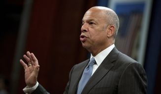 Former Homeland Security Secretary Jeh Johnson is sworn in to the House Intelligence Committee task force on Capitol Hill in Washington, Wednesday, June 21, 2017, as part of the Russia investigation. (AP Photo/Andrew Harnik)