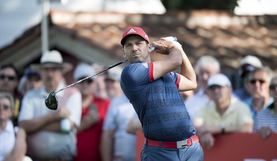 Spain's Sergio Garcia plays a ball during the first round of the Golf Europe Tour International Open in Eichenried near Munich, Germany, Thursday, June 22, 2017. (Sven Hoppe/dpa via AP)
