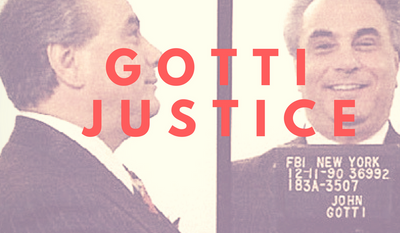 1990 FBI mugshot of John Gotti (image created by W. Scott Lamb).