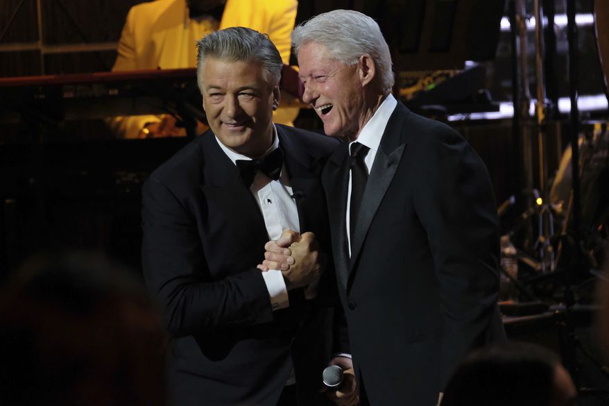 Alec Baldwin, left, and and former President Bill Clinton attend Spike TV's "One Night Only: Alec Baldwin" at the Apollo Theater on Sunday, June 25, 2017, in New York. (Photo by Charles Sykes/Invision/AP)