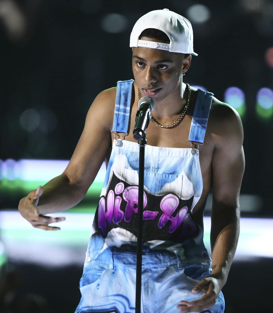 Keith Powers, from the cast of The New Edition Story, performs at the BET Awards at the Microsoft Theater on Sunday, June 25, 2017, in Los Angeles. (Photo by Matt Sayles/Invision/AP)