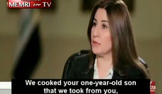 Vian Dakhil, the Iraqi parliament&#39;s only female Yazidi member, described some of the horrific atrocities committed by Islamic State terrorists against her people in the war-torn region, claiming that one woman who was held captive for days was tricked into eating her own child. (MEMRI).
