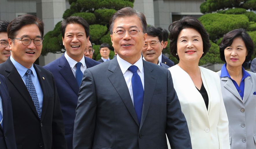 South Korean President Moon Jae-in will meet with President Trump to discuss a controversial U.S. missile defense system and nuclear issues with North Korea. (Associated Press)