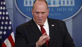 Immigration and Customs Enforcement Acting Director Thomas Homan speaks during the daily press briefing, Wednesday, June 28, 2017, at the White House in Washington. (AP Photo/Evan Vucci)