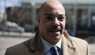 FILE - In this March 22, 2017 file photo, Philadelphia District Attorney Seth Williams arrives for his arraignment on bribery and extortion charges at the federal courthouse in Philadelphia. A campaign finance manager for Philadelphia&#39;s top prosecutor has testified the prosecutor spent campaign funds on ritzy social clubs, facials and massages and a $2,600 birthday party for his girlfriend. Williams is also charged with taking gifts from wealthy friends in exchange for help with their legal problems. (AP Photo/Matt Rourke, File)