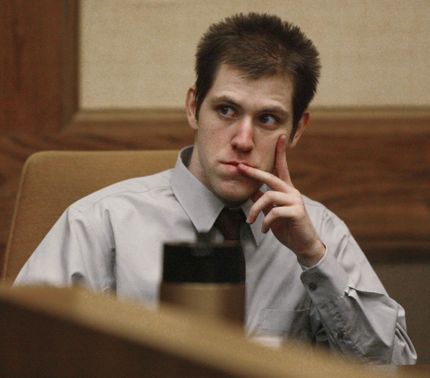 FILE - In this Thursday March 29, 2007, file photo, William Morva watches as prospective jury members are interviewed to serve in his attempted robbery trial in Montgomery County Circuit Court in Christiansburg, Va. Morva is scheduled to receive a lethal injection Thursday, July 6, 2017, for the killings of a hospital security guard and a sheriff’s deputy in 2006. Morva’s attorneys and mental health advocates are calling on Virginia Gov. Terry McAuliffe to spare his life. (Matt Gentry/The Roanoke Times via AP, File)
