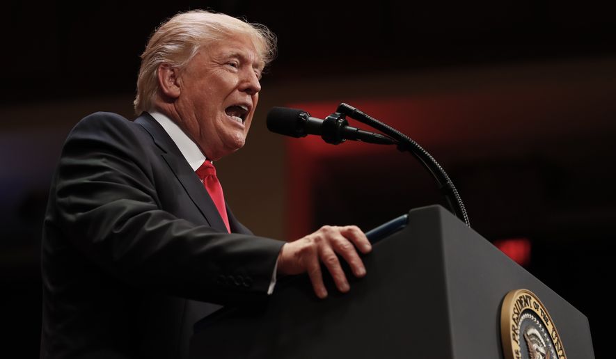 President Donald Trump speaks during the Celebrate Freedom event at the Kennedy Center for the Performing Arts in Washington, Saturday, July 1, 2017. (AP Photo/Carolyn Kaster)