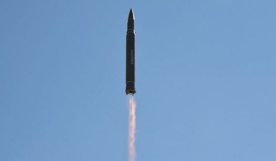 This photo distributed by the North Korean government shows what was said to be the launch of a Hwasong-14 intercontinental ballistic missile, ICBM, in North Korea&#39;s northwest, Tuesday, July 4, 2017. Independent journalists were not given access to cover the event depicted in this photo. North Korea claimed to have tested its first intercontinental ballistic missile in a launch Tuesday, a potential game-changing development in its push to militarily challenge Washington  but a declaration that conflicts with earlier South Korean and U.S. assessments that it had an intermediate range. (Korean Central News Agency/Korea News Service via AP) (Associated Press)