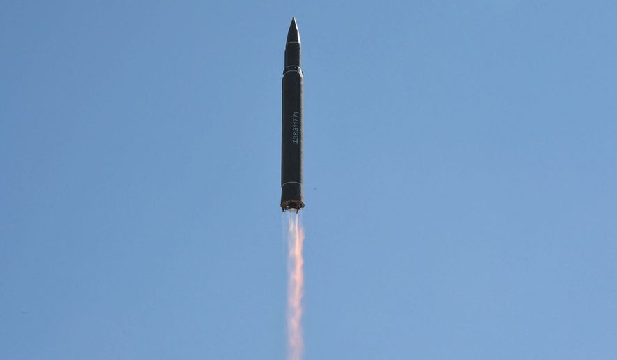 This photo distributed by the North Korean government shows what was said to be the launch of a Hwasong-14 intercontinental ballistic missile, ICBM, in North Korea&#39;s northwest, Tuesday, July 4, 2017. Independent journalists were not given access to cover the event depicted in this photo. North Korea claimed to have tested its first intercontinental ballistic missile in a launch Tuesday, a potential game-changing development in its push to militarily challenge Washington  but a declaration that conflicts with earlier South Korean and U.S. assessments that it had an intermediate range. (Korean Central News Agency/Korea News Service via AP) (Associated Press)