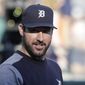Detroit Tigers starting pitcher Justin Verlander looks out from the dugout before the team&#39;s baseball game against the San Francisco Giants, Wednesday, July 5, 2017, in Detroit. Verlander is a rarity in baseball these days. A veteran in his 13th season who has played for only one franchise the entire time. His future in Detroit, once so secure, has become increasingly uncertain. (AP Photo/Carlos Osorio)