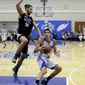 Detroit Pistons&#39; Derek Willis, right, reverses his direction as Charlotte Hornets&#39; Anthony Gill (31) comes in to defend during the second half of an NBA summer league basketball game, Wednesday, July 5, 2017, in Orlando, Fla. (AP Photo/John Raoux)