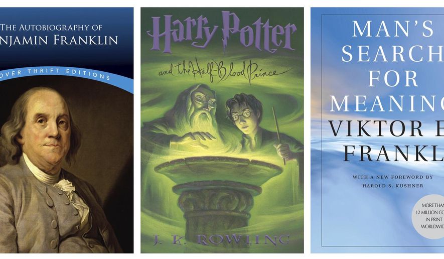 This photo combination of book covers shows the jackets for “Team of Rivals: The Political Genius of Abraham Lincoln,” by Doris Kearns Goodwin; “The Autobiography of Benjamin Franklin;" J.K. Rowling's "Harry Potter and the Half-Blood Prince," “Man’s Search for Meaning,” by Viktor E. Frankl; and “Masters of the Air: America’s Bomber Boys Who Fought the Air War Against Nazi Germany," by Donald L. Miller. The titles are among those that some small business owners say have given them valuable insights into running their respective enterprises. (AP Photo)