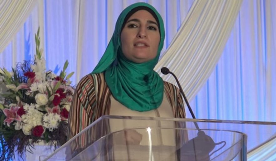 Palestinian activist Linda Sarsour is shown in this undated file photo from a YouTube screen capture. (YouTube)