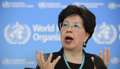 FILE - In this Friday, Sept. 12, 2014 file photo, Director-General of the World Health Organization (WHO) Dr. Margaret Chan speaks during a news conference at WHO headquarters in Geneva, Switzerland. Ethiopia&#39;s former health minister, Tedros Adhanom Ghebreyesus, who replaced Dr. Margaret Chan said in a &amp;quot;Town Hall&amp;quot; speech given to staffers in Geneva and in regional and country offices, he would be examining &amp;quot;the recent uproar over travel costs.&amp;quot; (AP Photo/Keystone, Martial Trezzini, File)