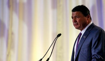 LSU NCAA college football coach Ed Orgeron speaks during the Southeastern Conference&#39;s annual media gathering, Monday, July 10, 2017, in Hoover, Ala. (AP Photo/Butch Dill)