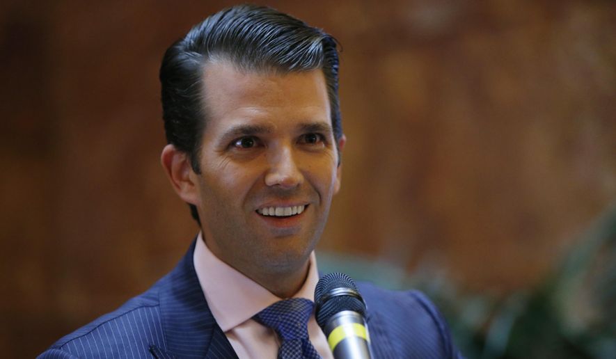Donald Trump Jr., executive vice president of The Trump Organization, announces that the family&#x27;s company is launching a new hotel chain inspired by his and brother Eric&#x27;s Trump&#x27;s travels with their father&#x27;s campaign at Trump Tower in New York on June 5, 2017. (Associated Press) **FILE**