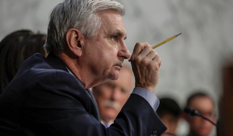 Sen. Jack Reed, D-R.I., questions Attorney General Jeff Sessions testifies before the Senate Select Committee on Intelligence about his role in the firing of FBI Director James Comey and the investigation into contacts between Donald Trump campaign associates and Russia, on Capitol Hill in Washington, Tuesday, June 13, 2017. (AP Photo/J. Scott Applewhite)