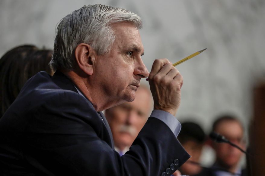 Sen. Jack Reed, D-R.I., questions Attorney General Jeff Sessions testifies before the Senate Select Committee on Intelligence about his role in the firing of FBI Director James Comey and the investigation into contacts between Donald Trump campaign associates and Russia, on Capitol Hill in Washington, Tuesday, June 13, 2017. (AP Photo/J. Scott Applewhite)