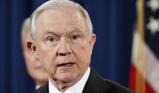 Attorney General Jeff Sessions speaks during a news conference about opioid addiction, Thursday, July 13, 2017, at the Justice Department in Washington. (AP Photo/Jacquelyn Martin)