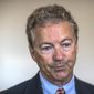 Sen. Rand Paul pauses as he speaks to members of the media on Monday, July 17, 2017, at Lawton Insurance in Bowling Green, Ky. (Austin Anthony/Daily News via AP)