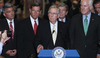Senate Majority Leader Mitch McConnell, Kentucky Republican, said the parliamentarian&#39;s guidance is not a ruling. (Associated Press/File)