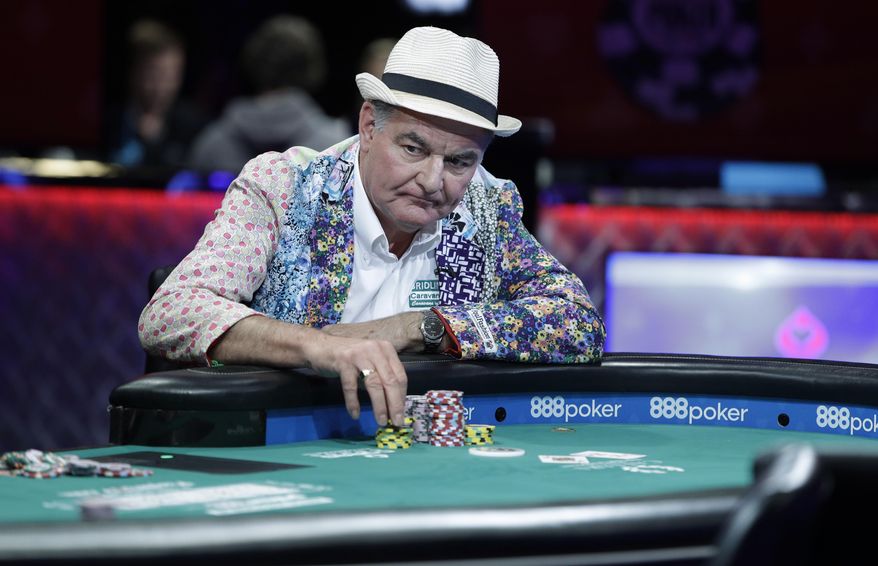 John Hesp competes during the World Series of Poker, Monday, July 17, 2017, in Las Vegas. (AP Photo/John Locher)