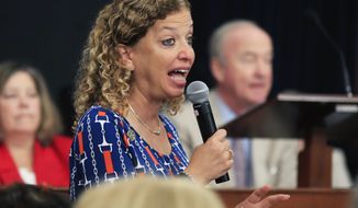 Rep. Debbie Wasserman Schultz, D-Fla., a member of the House Appropriations Committee, speaks during a markup hearing on FY2018 State and Foreign Operations Appropriations Bill, FY2018 Labor, Health and Human Services, and Education Appropriations Bill; and Interim Suballocation of Budget Allocations for FY2018, Wednesday, July 19, 2017, on Capitol Hill in Washington. (AP Photo/Manuel Balce Ceneta)