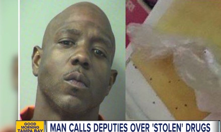 David Blackmon, 35, was arrested on July 16, 2017, and booked in Florida's Okaloosa County Corrections facility after calling 911 to report stolen cocaine. (Image: Good Morning Tampa Bay screenshot)