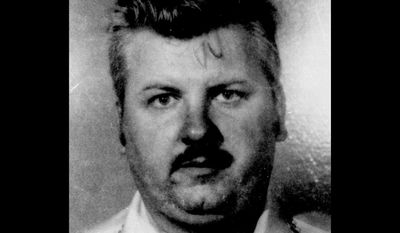 FILE - This 1978 file photo shows serial killer John Wayne Gacy. Cook County Sheriff Sheriff Tom Dart plans to provide an update on a years long effort to identify unnamed victims of Gacy Wednesday, July 19, 2017 in Chicago. Dart will discuss the investigation that he launched in 2011. His office exhumed the skeletal remains of eight of at least 33 young men Gacy stabbed or strangled in the 1970s. (AP Photo/File)