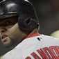 FILE - In this June 1, 2017, file photo, Boston Red Sox&#39;s Pablo Sandoval prepares for an at-bat during a baseball game against the Baltimore Orioles in Baltimore. The Red Sox on Wednesday, July 19, 2017, have released Sandoval because the third baseman didn&#39;t report after being designated for assignment last week. It officially ends the Boston tenure for the once-celebrated free agent, who never was healthy enough to live up to the expectations that came with the $95 million contract he signed in 2014.  (AP Photo/Patrick Semansky, File)