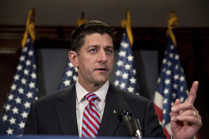 House Speaker Paul Ryan of Wis. speaks at a news conference at the Republican National Committee Headquarters on Capitol Hill in Washington, Tuesday, July 18, 2017. (AP Photo/Andrew Harnik) ** FILE **