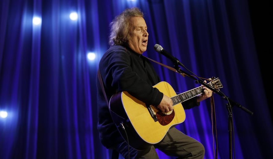 FILE - In this Dec. 13, 2016 file photo, Don McLean performs during a taping of Dolly Parton's Smoky Mountain Rise Telethon in Nashville, Tenn. A domestic assault charge against McLean has been dismissed after he met the terms of a plea agreement, including staying out of trouble for a year. McLean pleaded guilty in a Maine court under a "deferred disposition" process in which the charge could be wiped away if a defendant met certain conditions. McLean paid a $3,000 fine Thursday, July 20, 2017 to settle remaining charges. (AP Photo/Mark Humphrey)