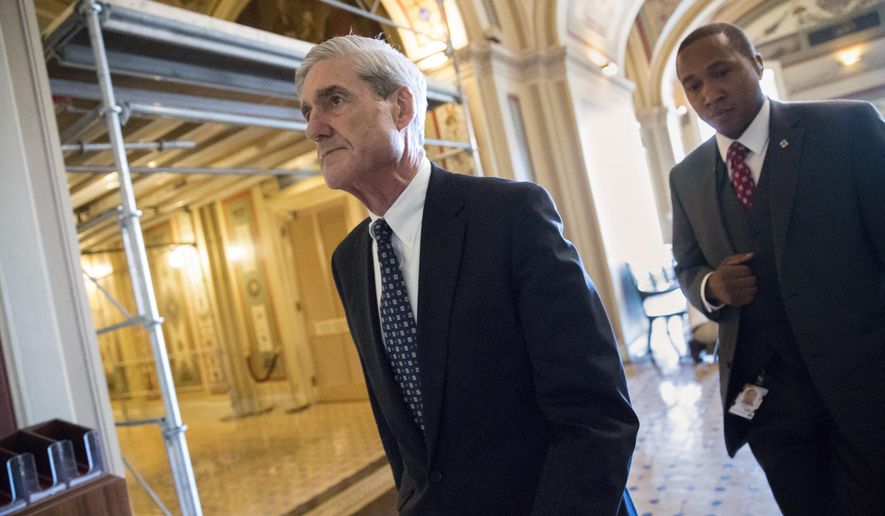 FILE - In this June 21, 2017 file photo, special counsel Robert Mueller departs after a closed-door meeting with members of the Senate Judiciary Committee about Russian meddling in the election and possible connection to the Trump campaign, at the Capitol in Washington. President Donald Trump&#39;s legal team is evaluating potential conflicts of interest among members of Mueller&#39;s investigative team, according to three people with knowledge of the matter. The revelations come as Mueller&#39;s probe into Russia’s election meddling appears likely to include some of the Trump family&#39;s business ties. (AP Photo/J. Scott Applewhite, File)