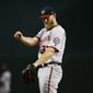 Washington Nationals&#39; Stephen Strasburg warms up during the first inning of a baseball game against the Arizona Diamondbacks, Sunday, July 23, 2017, in Phoenix.  (AP Photo/Ross D. Franklin)