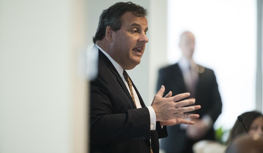 FILE - In this May 25, 2017 file photo, New Jersey Gov. Chris Christie speaks during Caron Treatment Center's Executive Luncheon on the Opioid Crisis at the headquarters of Independence Blue Cross in Philadelphia. Christie has come out against a new Republican proposal that would allow police to gain access to the state's prescription drug database without a warrant, but the bill's sponsor says he will still push the bill this year, and even in 2018, if he's re-elected. (AP Photo/Matt Rourke, File)