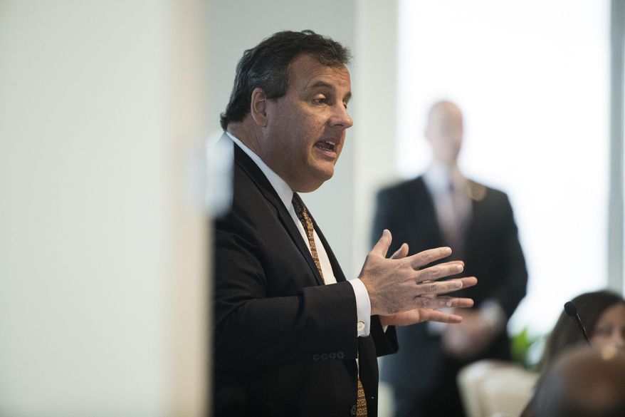 FILE - In this May 25, 2017 file photo, New Jersey Gov. Chris Christie speaks during Caron Treatment Center's Executive Luncheon on the Opioid Crisis at the headquarters of Independence Blue Cross in Philadelphia. Christie has come out against a new Republican proposal that would allow police to gain access to the state's prescription drug database without a warrant, but the bill's sponsor says he will still push the bill this year, and even in 2018, if he's re-elected. (AP Photo/Matt Rourke, File)