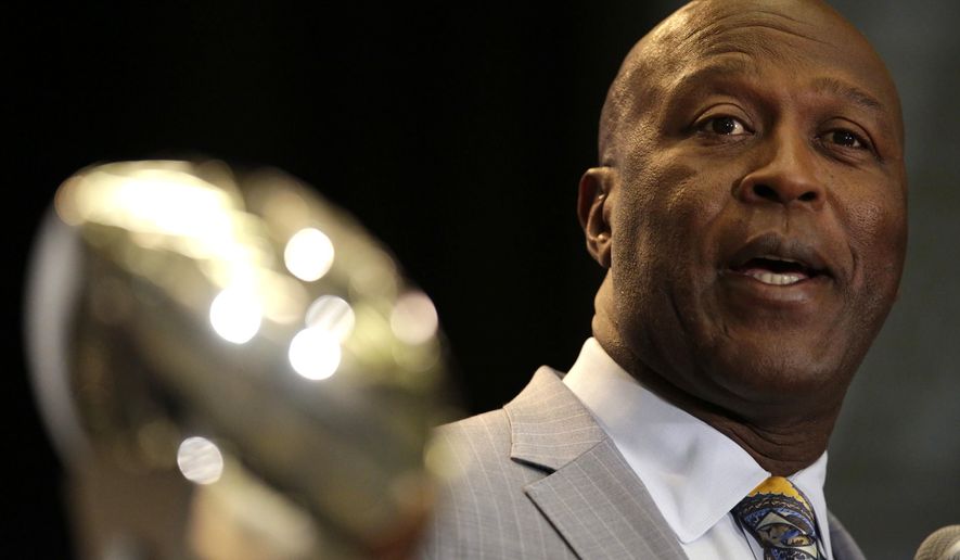 Illinois NCAA college football head coach Lovie Smith speaks at Big Ten Media Day in Chicago, Monday, July 24, 2017. (AP Photo/G-Jun Yam)