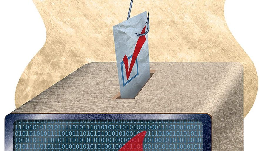 Hacking the Vote Illustration by Greg Groesch/The Washington Times