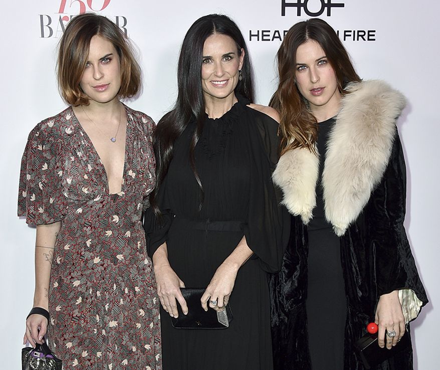 Tallulah Belle Willis, Demi Moore and Scout LaRue Willis. Tallulah was sent to rehab at age 20 for alcohol and drug issues. Scout was busted for giving cops a fake ID after she was caught with an open beer in Union Square station in New York.