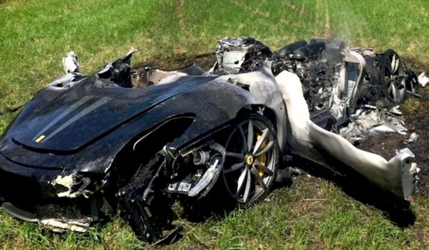 A British owner of a Ferrari 430 Scuderia crashed his new on Thursday after less than one hour of ownership. (Image: South Yorkshire Police)