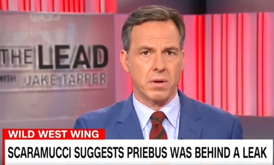 CNN&#39;s Jake Tapper told viewers on July 27, 2017, that some of President Donald Trump&#39;s appointees are trying to derail his administration. (CNN screenshot) ** FILE **