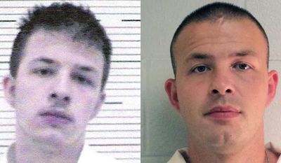 ADVANCE FOR USE MONDAY, JULY 31, 2017 AND THEREAFTER-This combination of photos from the Lawrence County Alabama Sheriff&#39;s Office and the Alabama Department of Corrections shows Evan Miller on Nov. 4, 2005 and later. Miller was convicted at the age of 14 for the 2003 murder of Cole Cannon. (Lawrence County Alabama Sheriff&#39;s Office, Alabama Department of Corrections/The Decatur Daily via AP)