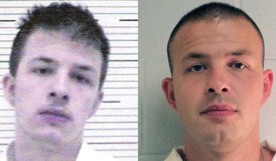 ADVANCE FOR USE MONDAY, JULY 31, 2017 AND THEREAFTER-This combination of photos from the Lawrence County Alabama Sheriff's Office and the Alabama Department of Corrections shows Evan Miller on Nov. 4, 2005 and later. Miller was convicted at the age of 14 for the 2003 murder of Cole Cannon. (Lawrence County Alabama Sheriff's Office, Alabama Department of Corrections/The Decatur Daily via AP)