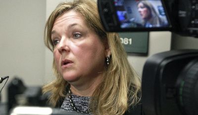 FILE - In this April 20, 2017, file photo, Chris Mumma, an attorney with the N.C. Center for Actual Innocence, speaks to the media at the Gaston County Courthouse in Gastonia, N.C. (John Clark Gaston/The Gaston Gazette via AP, File)