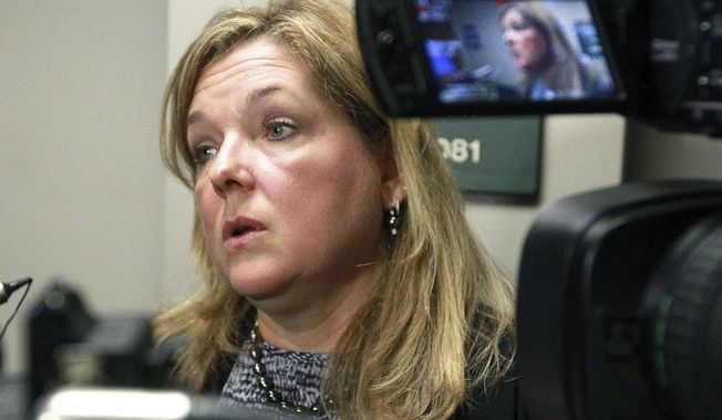 FILE - In this April 20, 2017, file photo, Chris Mumma, an attorney with the N.C. Center for Actual Innocence, speaks to the media at the Gaston County Courthouse in Gastonia, N.C. (John Clark Gaston/The Gaston Gazette via AP, File)