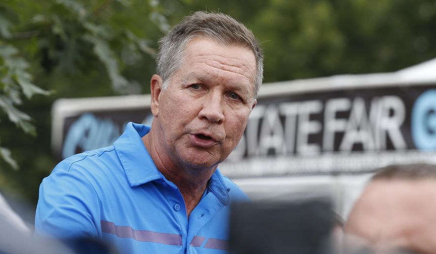 Ohio Gov. John Kasich speaks at a news conference at the Ohio State Fair, Thursday, July 27, 2017, in Columbus, Ohio. (AP Photo/Jay LaPrete) ** FILE **