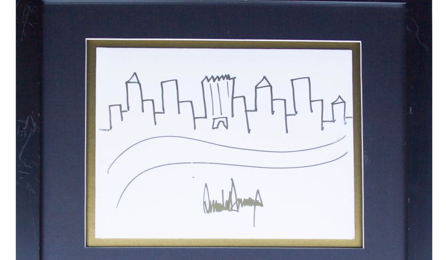 Donald Trump Signed Drawing of the New York City Skyline -- Rare Original Artwork by the President. Image provided by Nate D. Sellers Auctions (Nate Sellers Auctions)