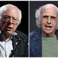 FILE - In this combination photo, Sen. Bernie Sanders, I-Vt., left, and speaks at a rally on April 20, 2017, in Omaha, Neb., and actor-producer Larry David appears at the &quot;Curb Your Enthusiasm&quot; panel during the HBO Television Critics Association Summer Press Tour in Beverly Hills, Calif. An episode of &quot;Finding Your Roots&quot; on PBS will reveal that Sanders and David are distant relatives. The show&#39;s upcoming fourth season will premiere on Oct. 3. (AP Photo/Charlie Neibergall, left and Chris Pizzello, File)