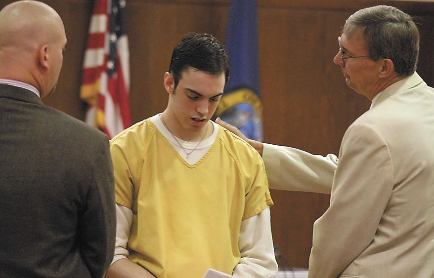 FILE - In this Friday, Aug. 24, 2007 file photo, Brian Draper reads a statement to the court during his sentencing in Pocatello, Idaho. Draper and Torey Adamcik, who were convicted of killing a high school classmate in eastern Idaho, have been sentenced to life in prison without parole. Draper and Adamcik were 16 when they videotaped themselves planning the murder of 17-year-old Cassie Jo Stoddart. She was stabbed to death in 2006. (Doug Lindley/The Idaho State Journal via AP)