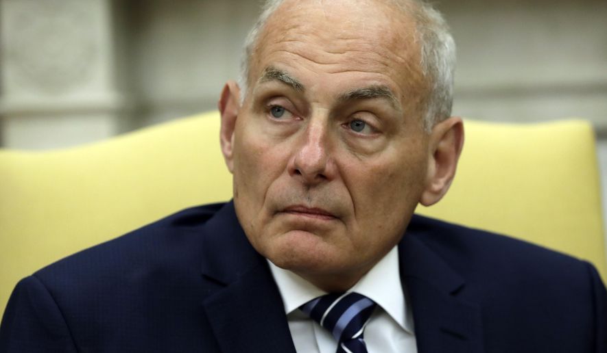 New White House Chief of Staff John Kelly after being privately sworn in during a ceremony in the Oval Office with President Donald Trump, Monday, July 31, 2017, in Washington. (AP Photo/Evan Vucci)